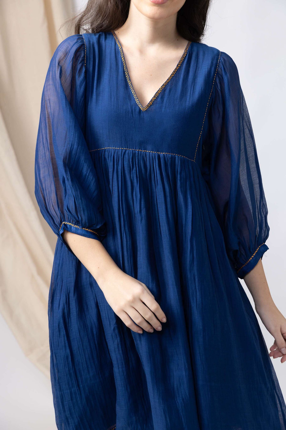 Anantha-Empire Dress with Batwing sleeves-bihart