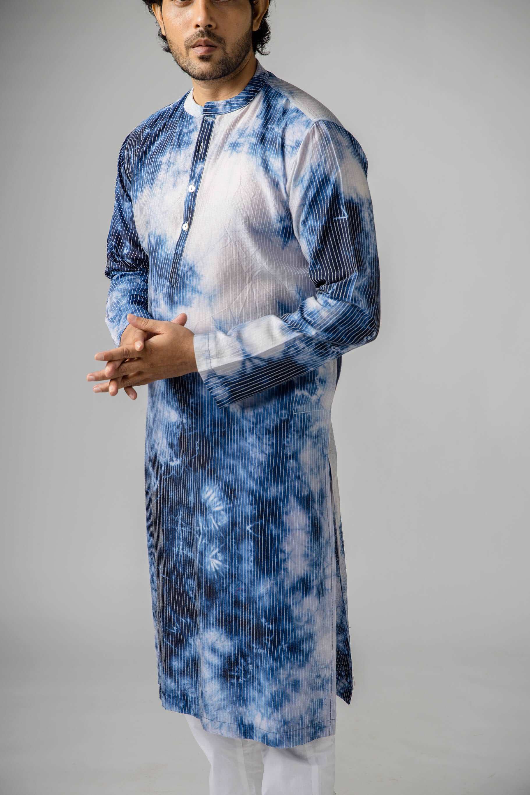 Anantha-Men's Tie Dye Chanderi Kurta-bihart
