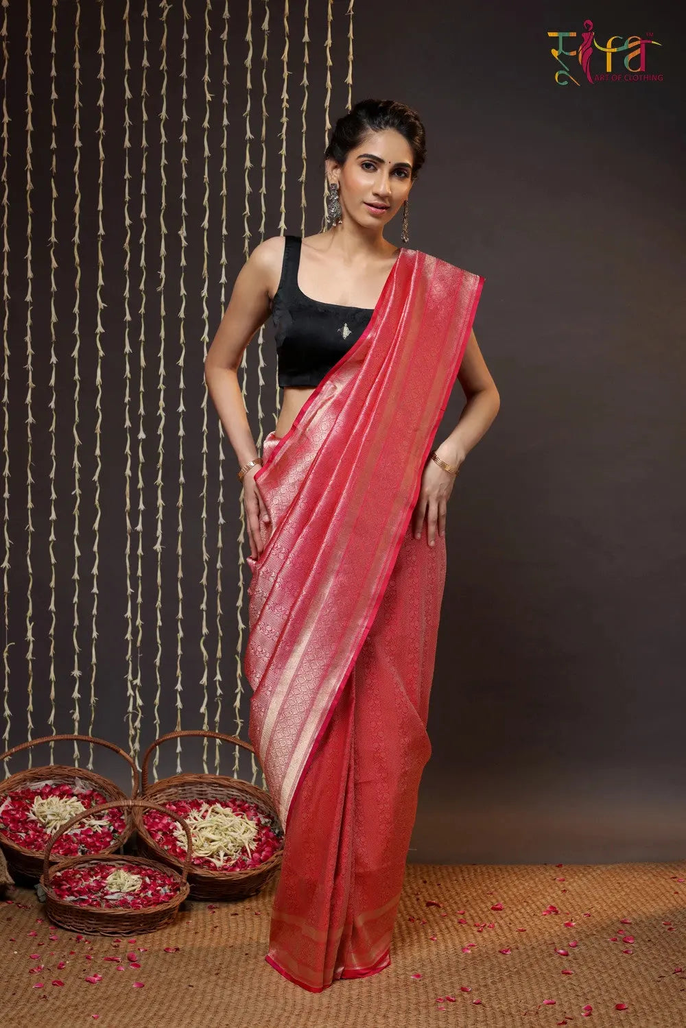 Hot Pink Handloom Pure Silk Banarasi Saree-Sutra Art of Clothing