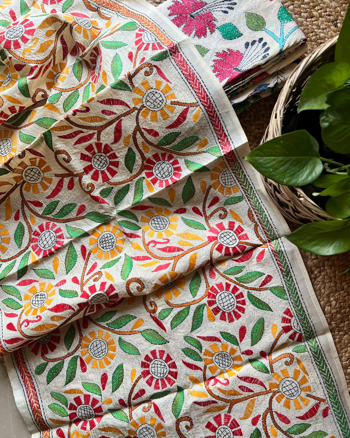 Madhuban Multicolor Tussar Dupatta by Shop AaMe