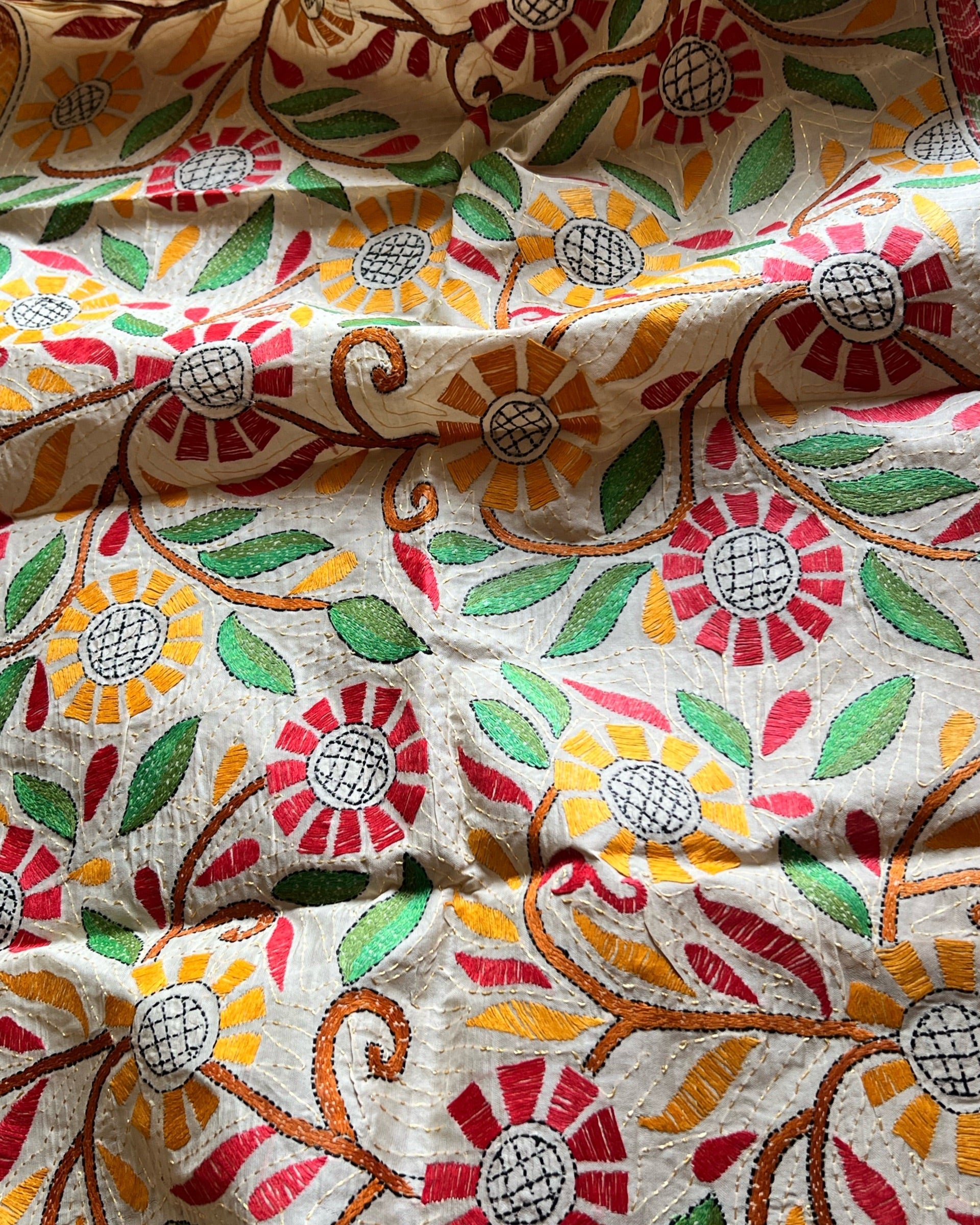 Shop AaMe Madhuban dupatta in elegant tussar fabric with vibrant detailing
