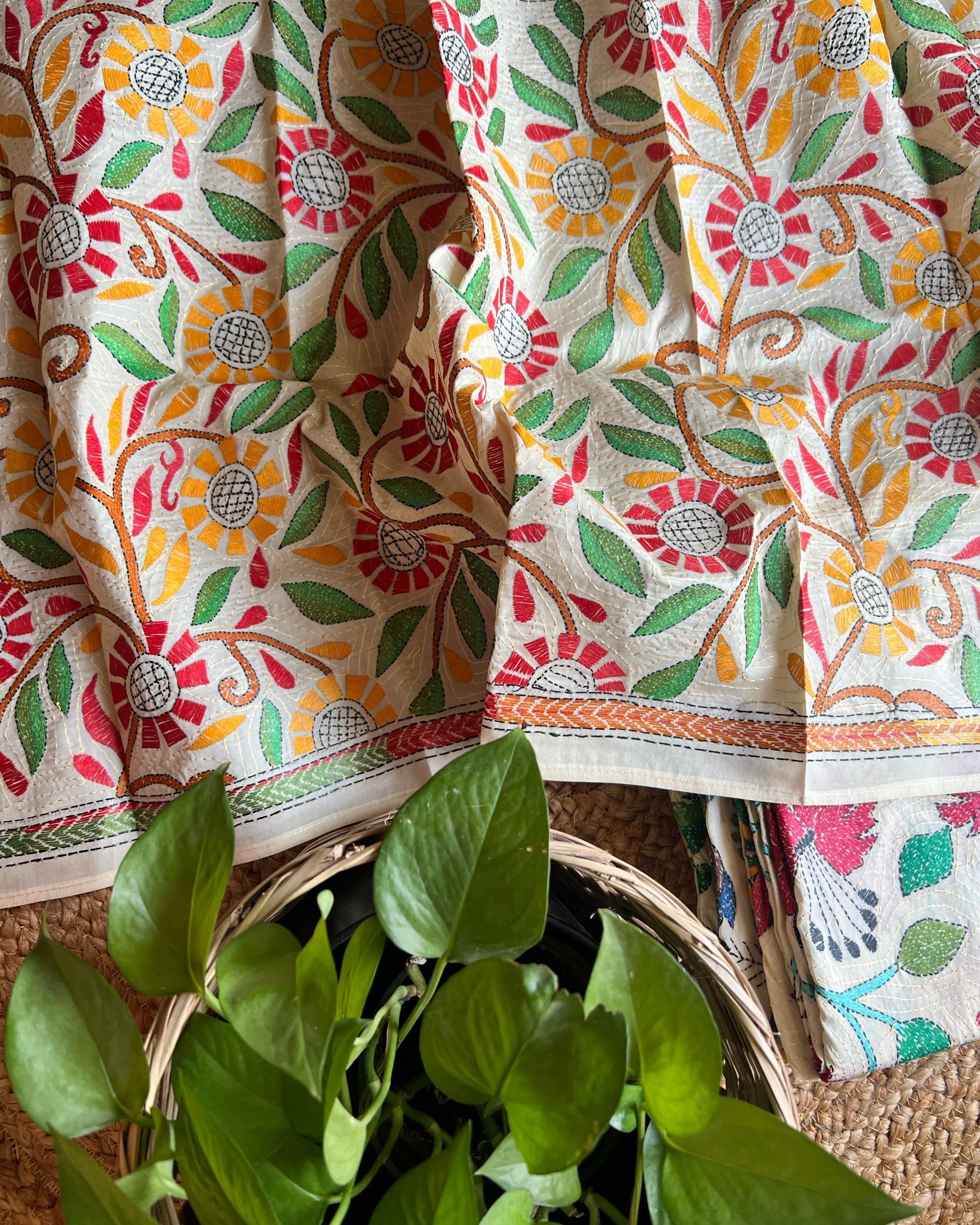 Madhuban tussar dupatta featuring multicolor design for festive styling
