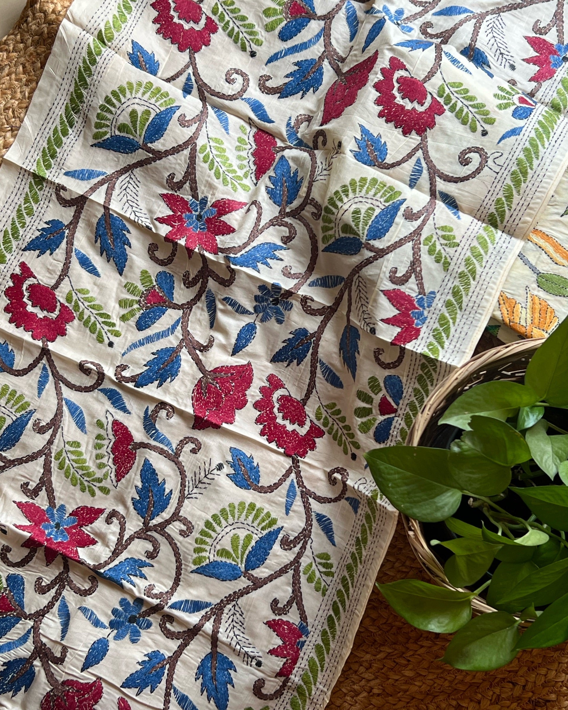 Multicolor tussar dupatta with vibrant ethnic accent by Shop AaMe
