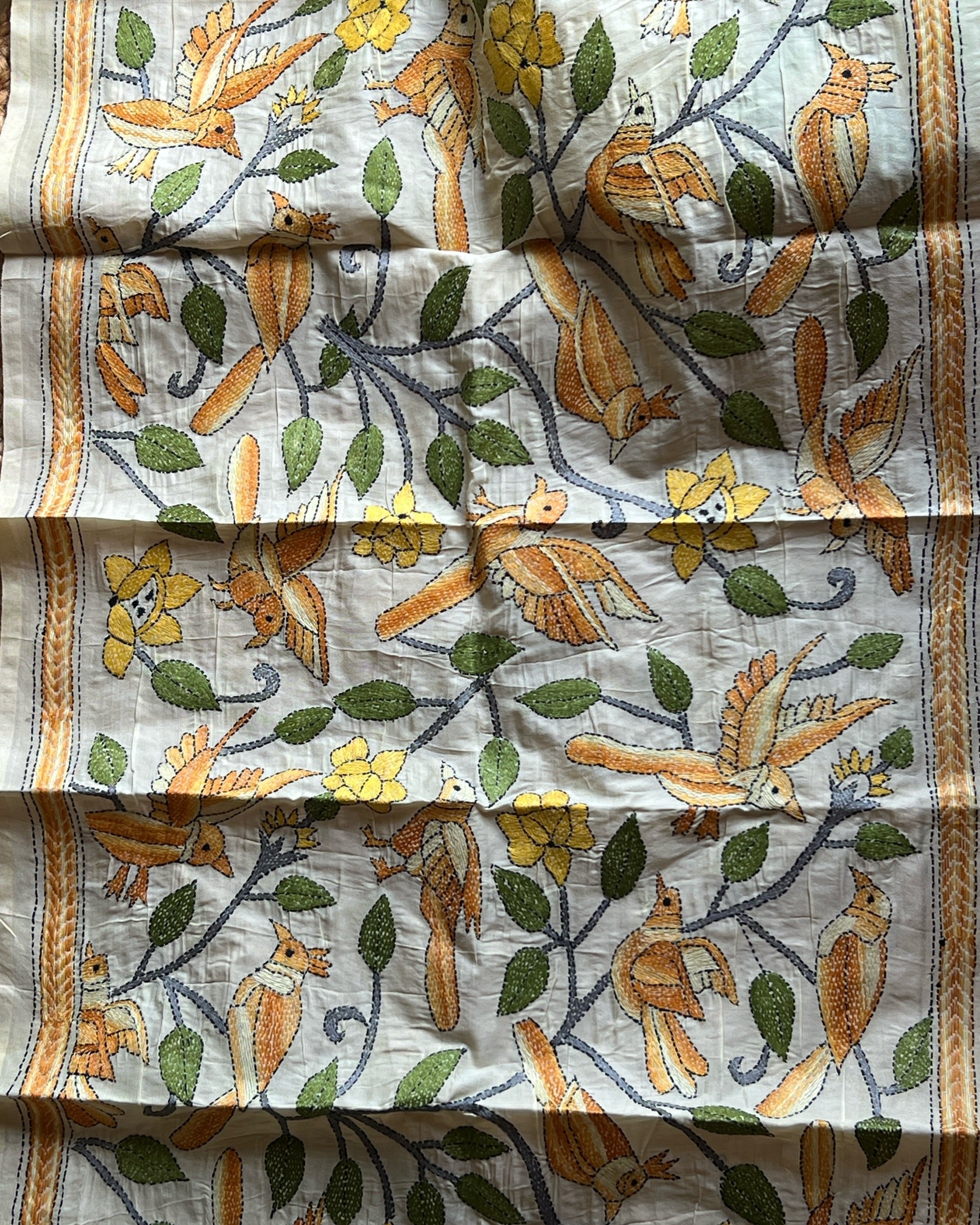 Shop AaMe Baagh Chidhiya dupatta in elegant tussar fabric with rich multicolor appeal