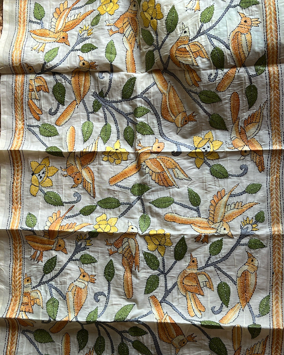 Shop AaMe Baagh Chidhiya dupatta in elegant tussar fabric with rich multicolor appeal