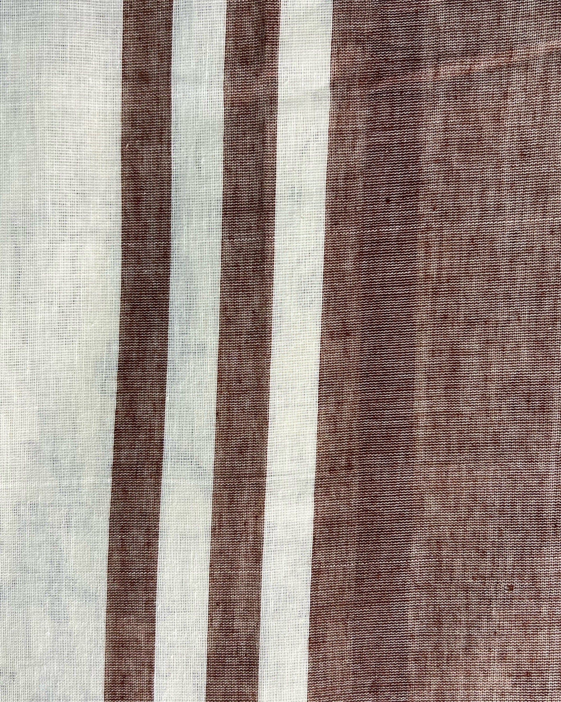Off white soft khadi cotton Shopaame saree printed in brown itsy bitsy patterns