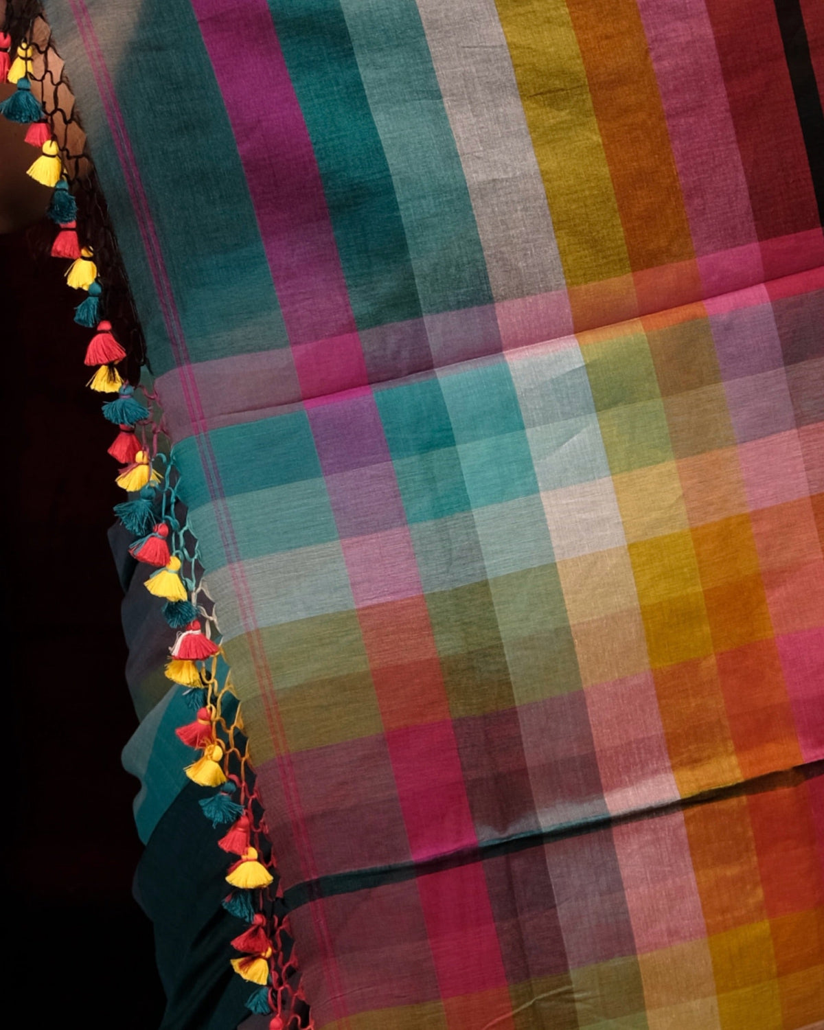 Multicolored cotton saree with comfortable drape and vibrant appeal by Shop AaMe