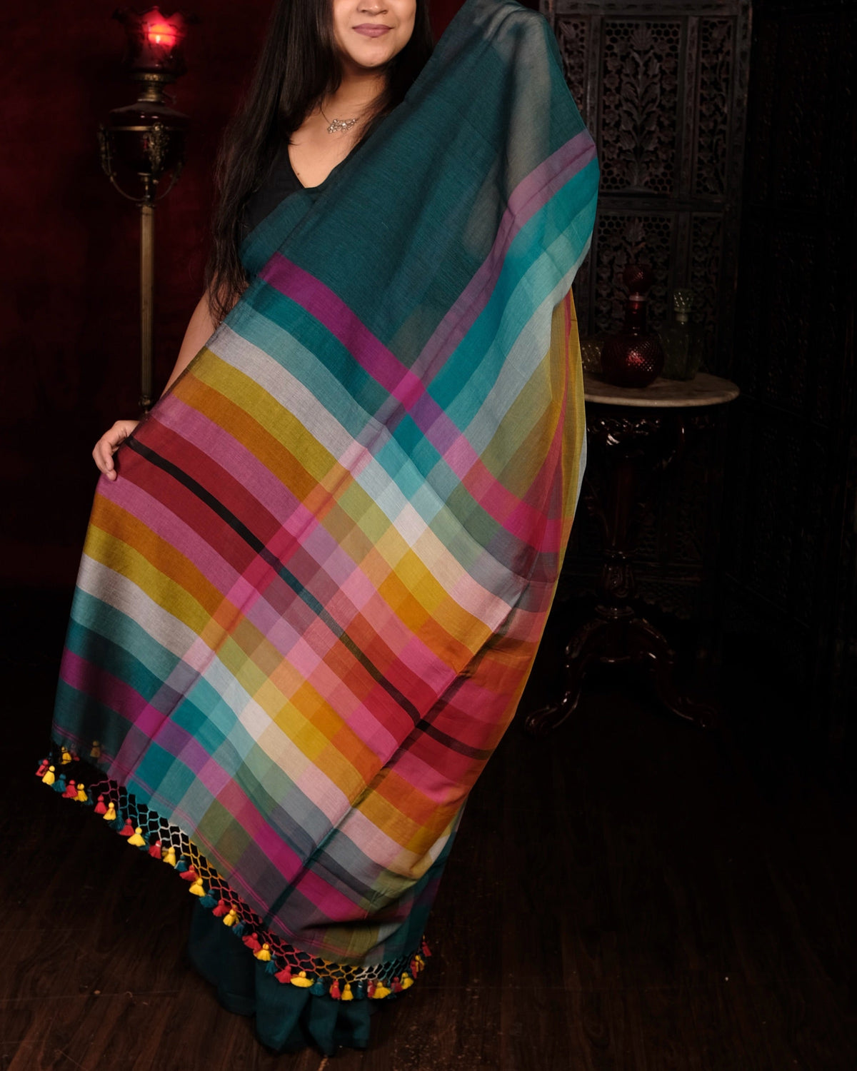 Designer mulmul cotton saree for festive looks by Shop AaMe