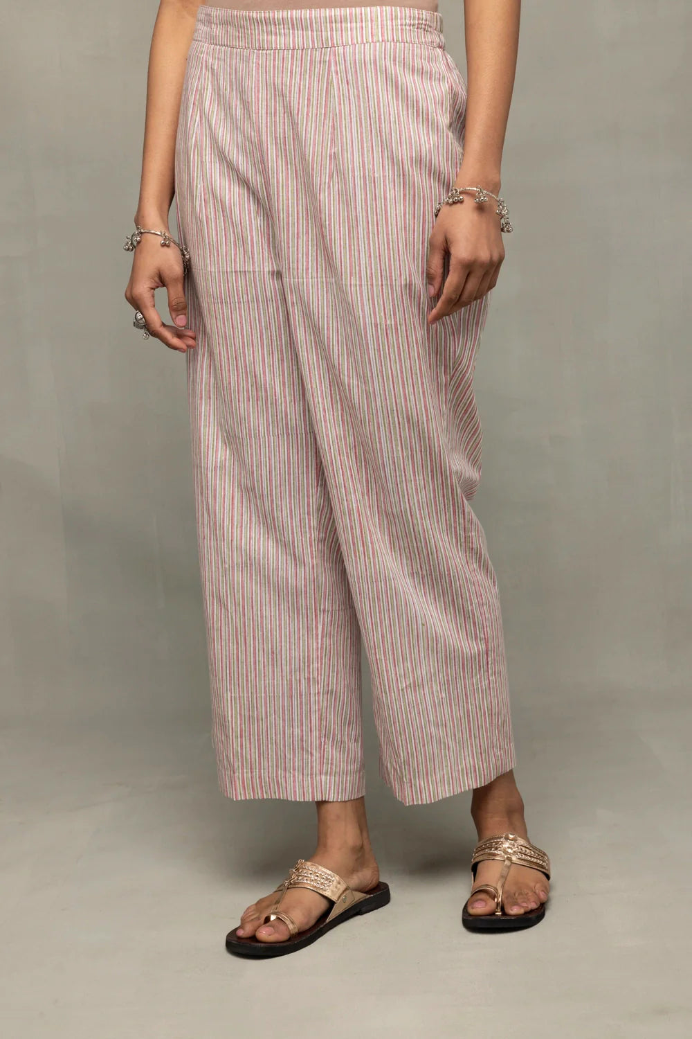 Salmon and Frost Block Printed Kurta Set with Dupatta-Sutra Art of Clothing