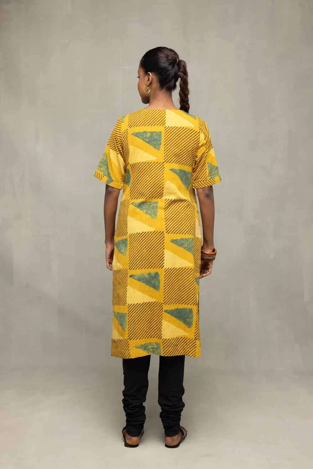 Yellow Ajrakh Print Kurta-Sutra Art of Clothing
