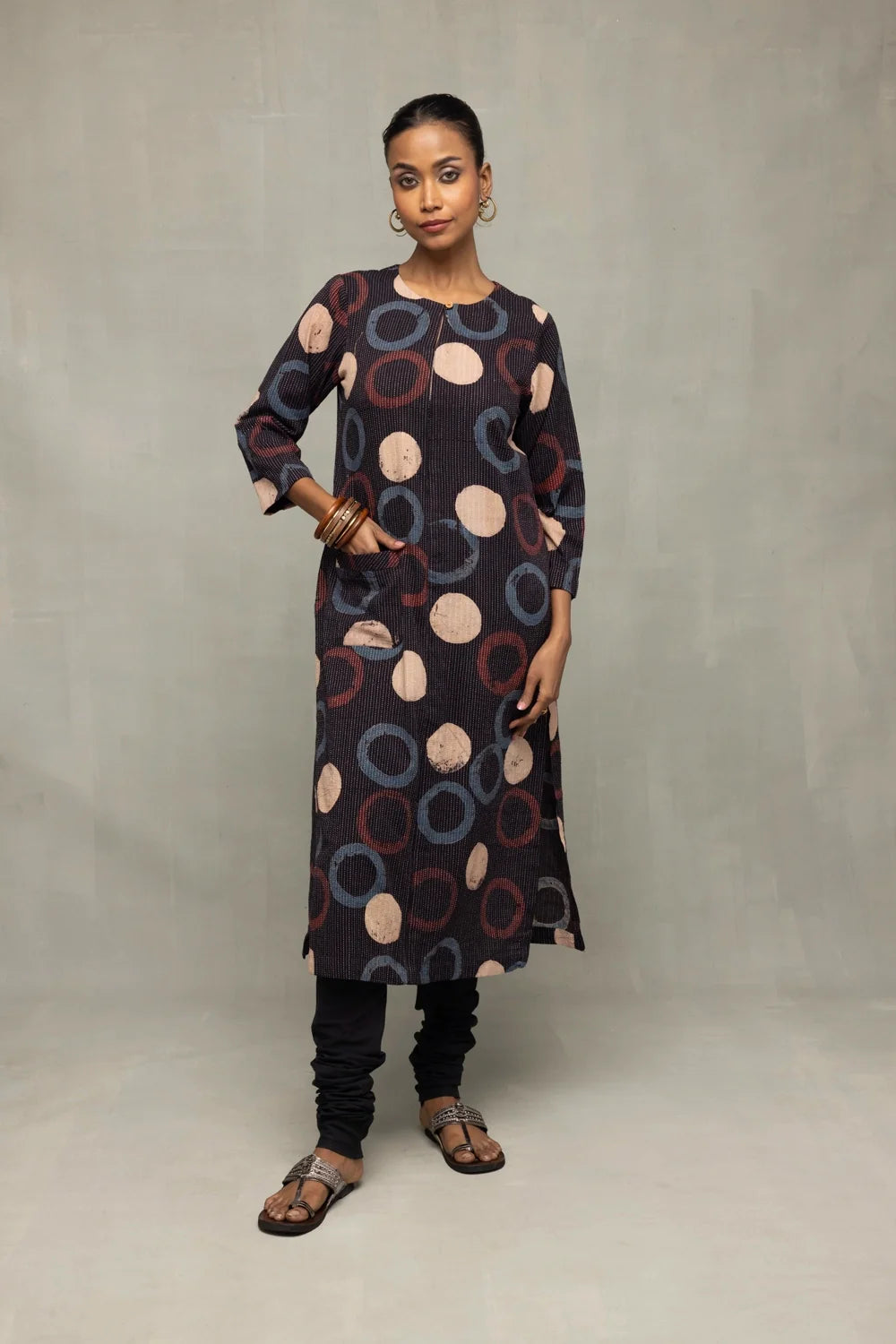 Black Ajrakh Print Kurta-Sutra Art of Clothing