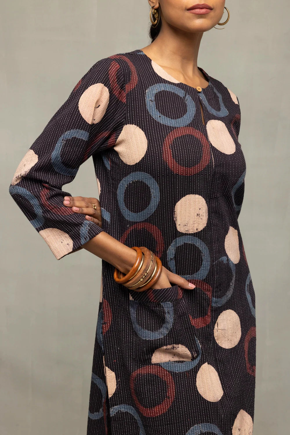 Black Ajrakh Print Kurta-Sutra Art of Clothing