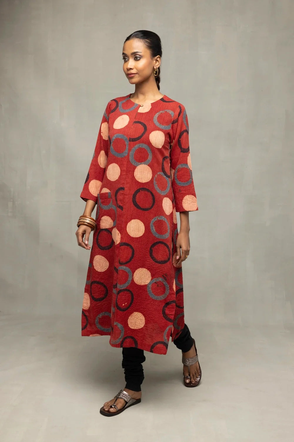 Red Ajrakh Print Kurta-Sutra Art of Clothing
