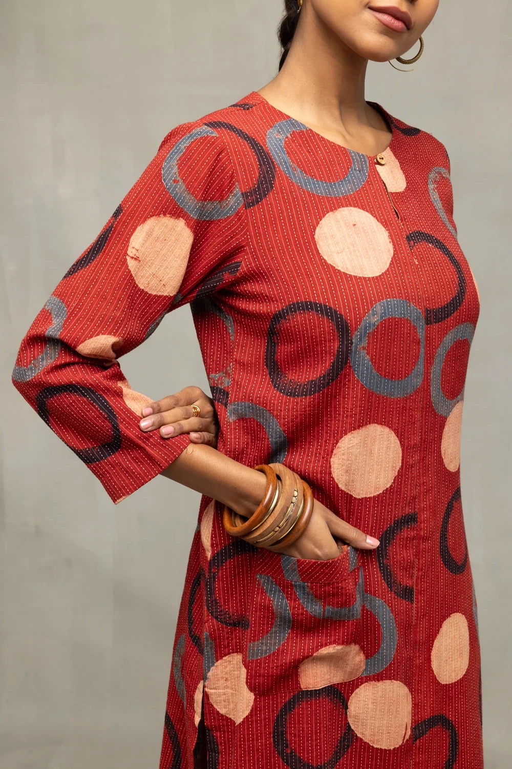 Red Ajrakh Print Kurta-Sutra Art of Clothing