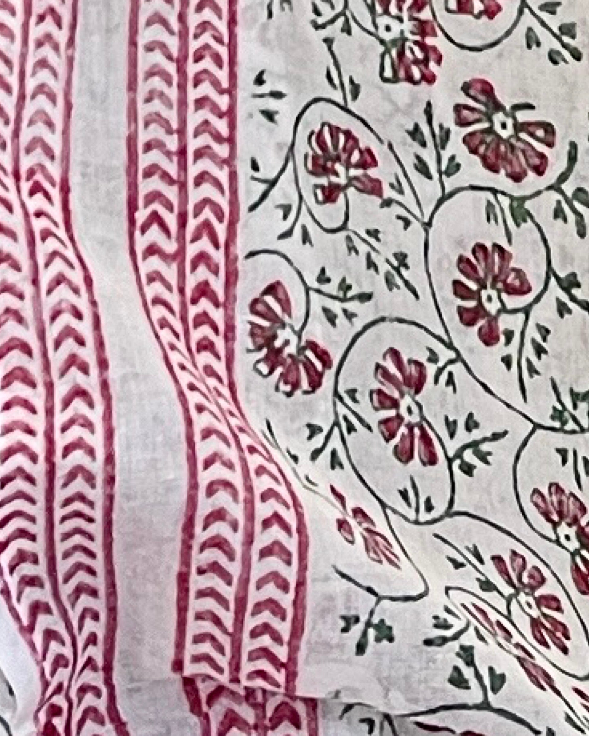 White mulmul cotton saree by ShopAaMe featuring handcrafted block print and graceful drape