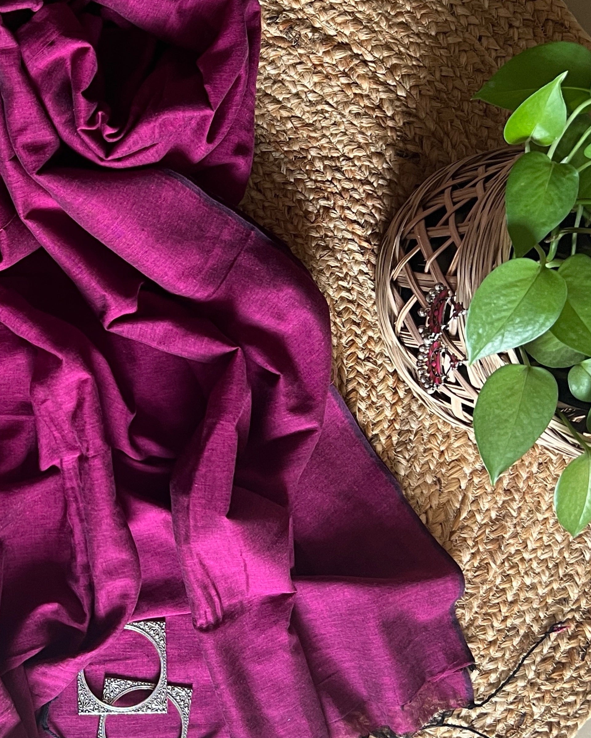 Soft and Comfortable plum purple khaadi cotton saree by Shopaame