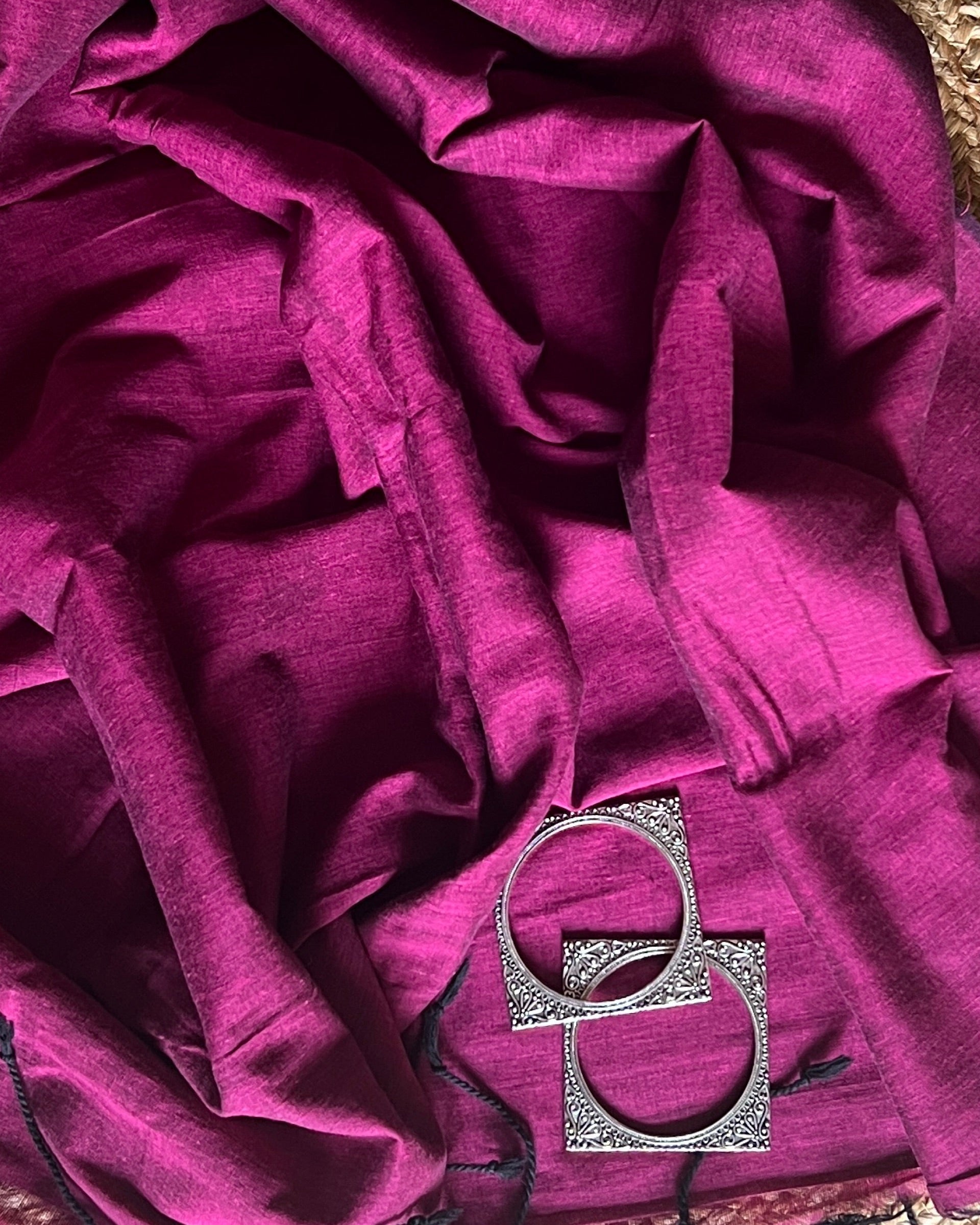Comfortable plum purple khaadi cotton saree by Shopaame