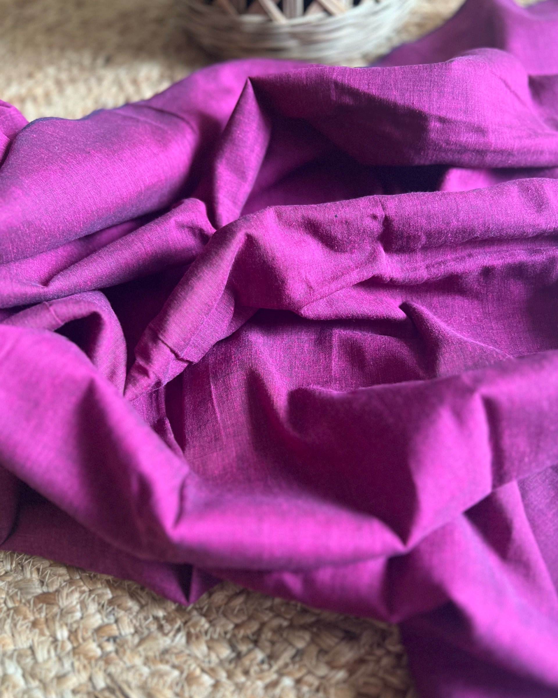 Soft and Comfortable plum purple khaadi cotton Shopaame saree