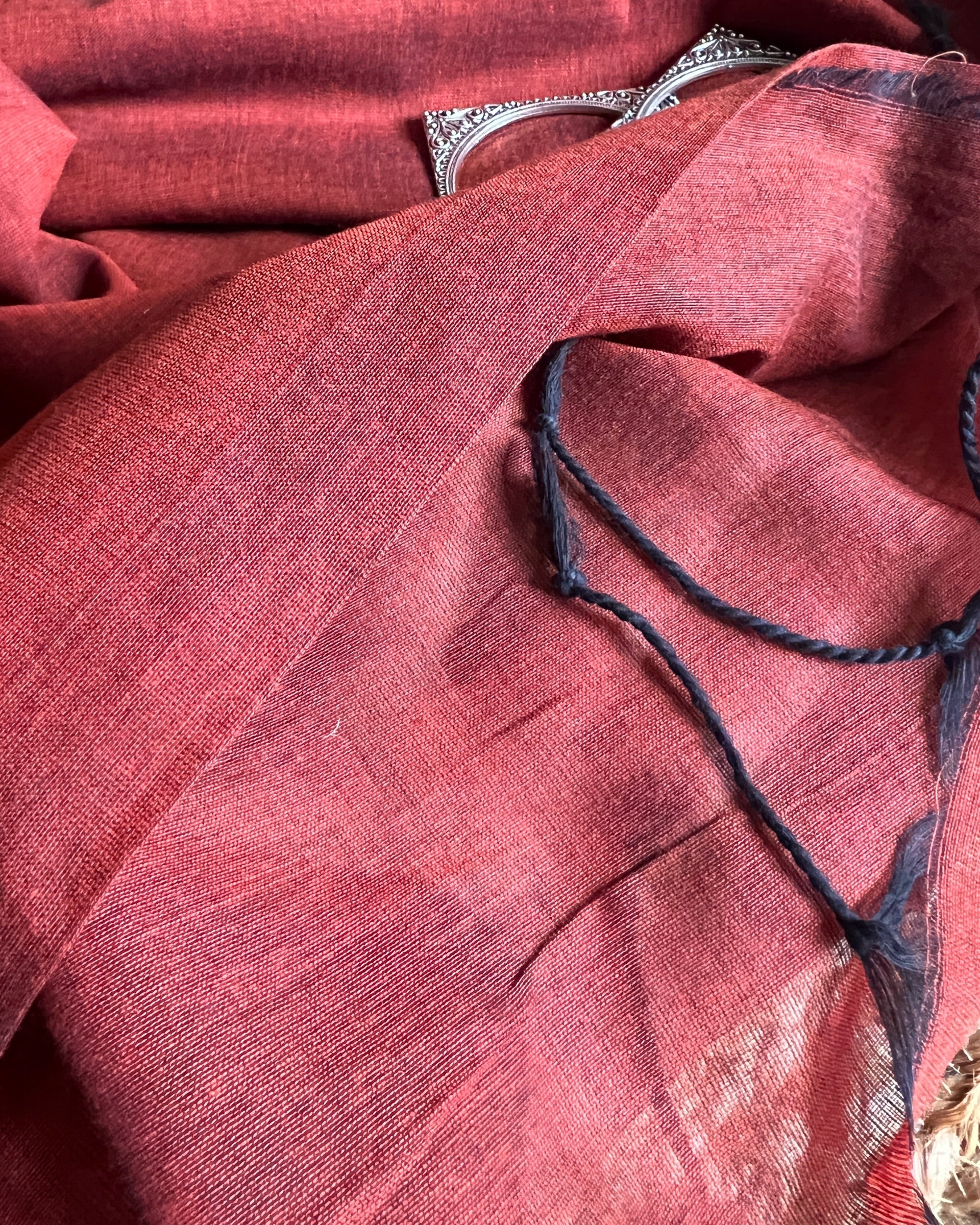 Soft rusty orange khaadi cotton Shopaame saree