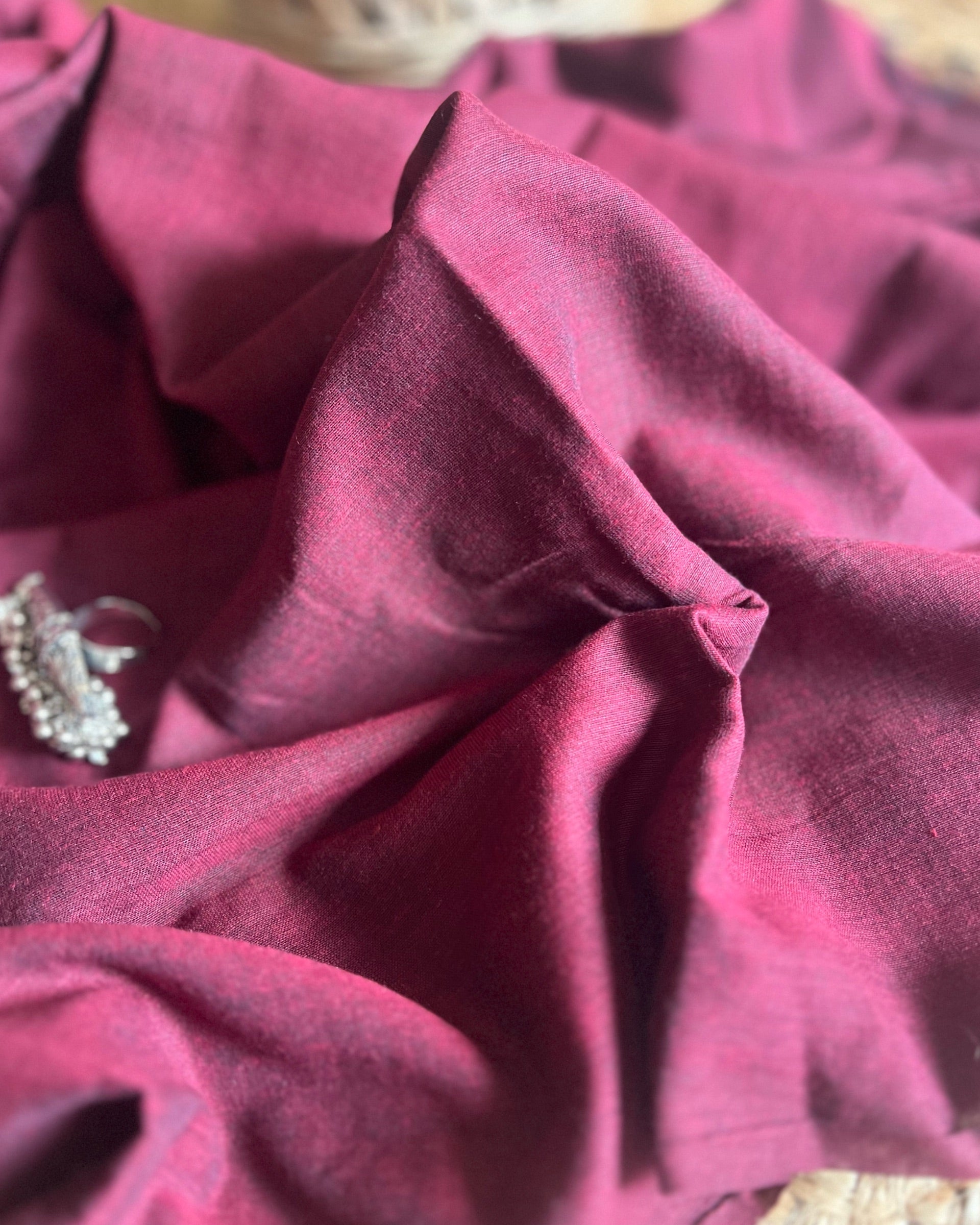 Soft maroon khaadi cotton Shopaame saree