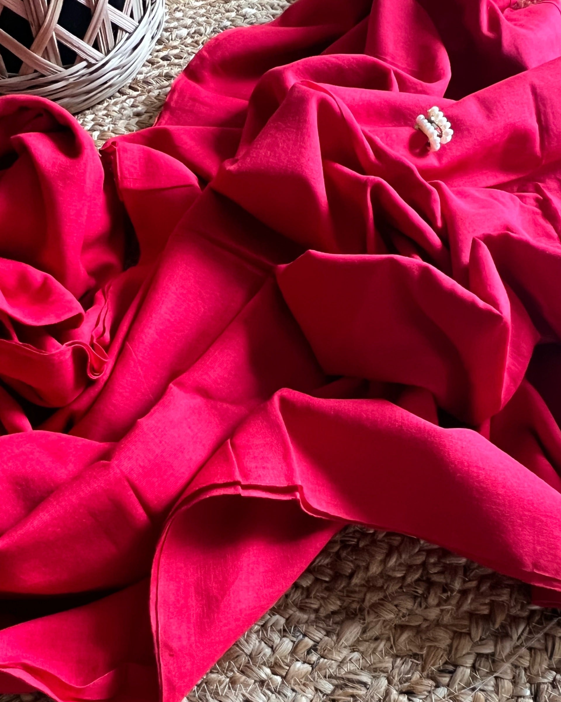 Soft rose red khaadi cotton Shopaame saree