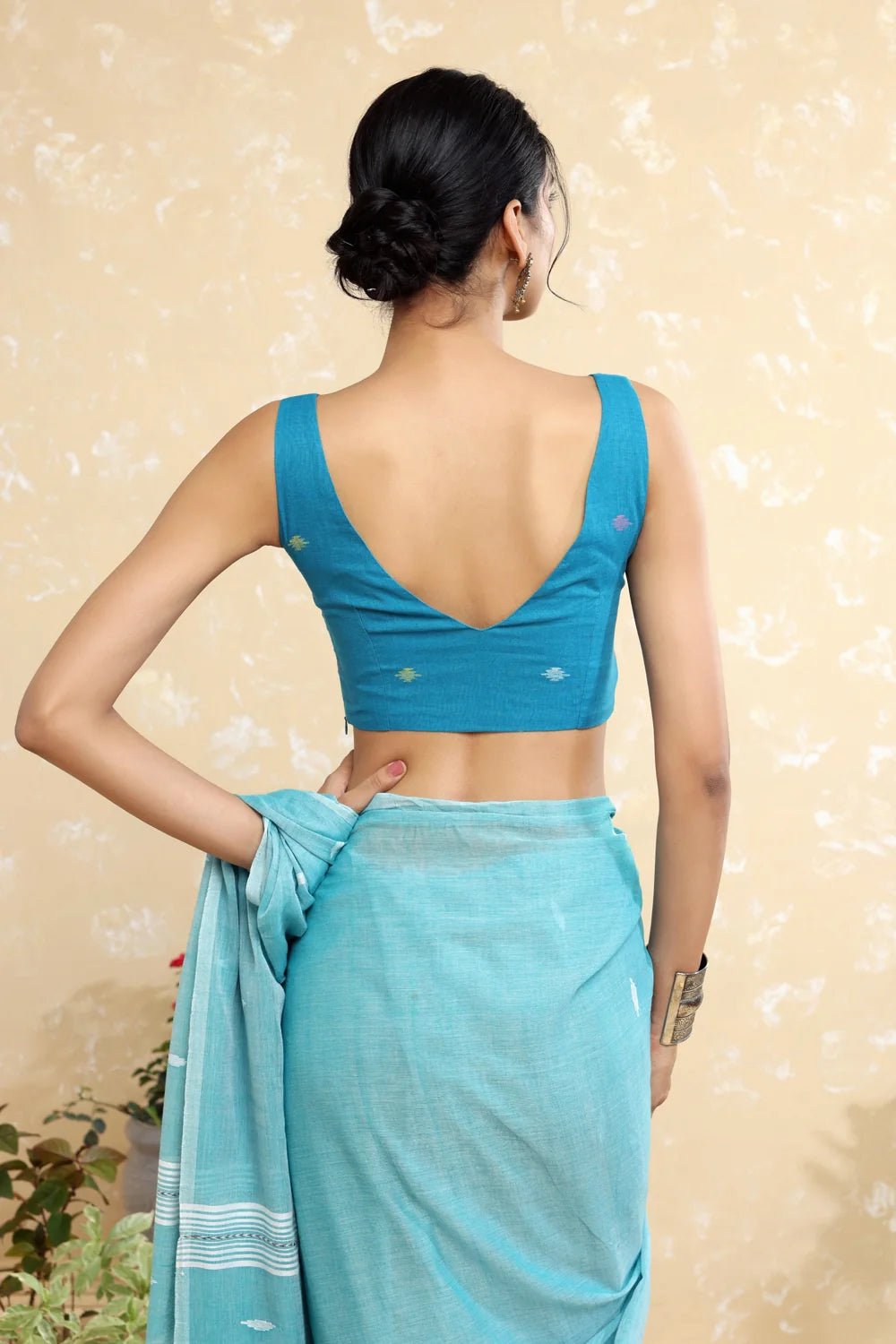 Palash Jamdani Blouse-Sutra Art of Clothing
