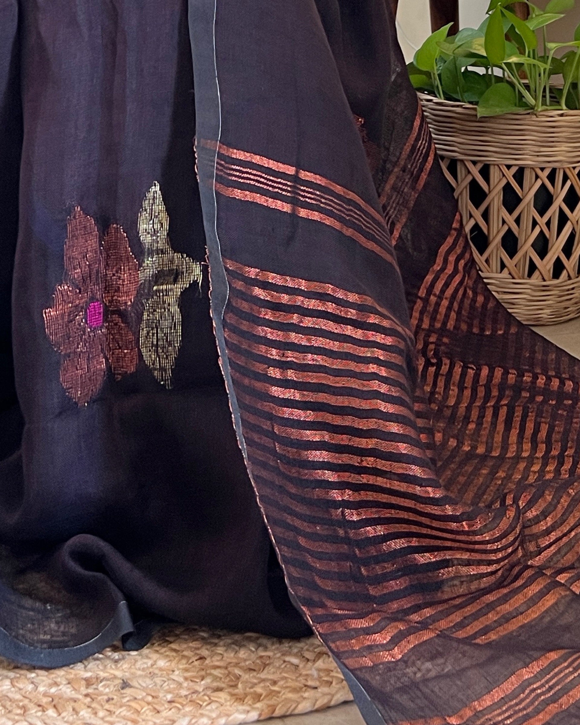 Phool Rajani linen cotton saree with a soft drape and floral-inspired appeal