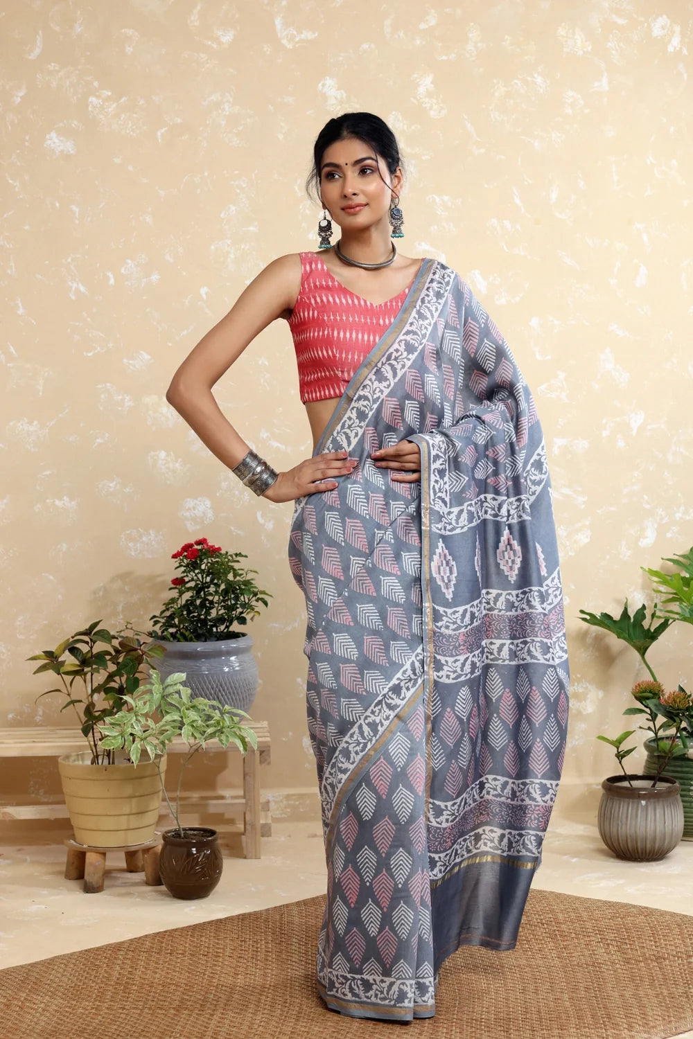 Blush Ikkat Blouse-Sutra Art of Clothing