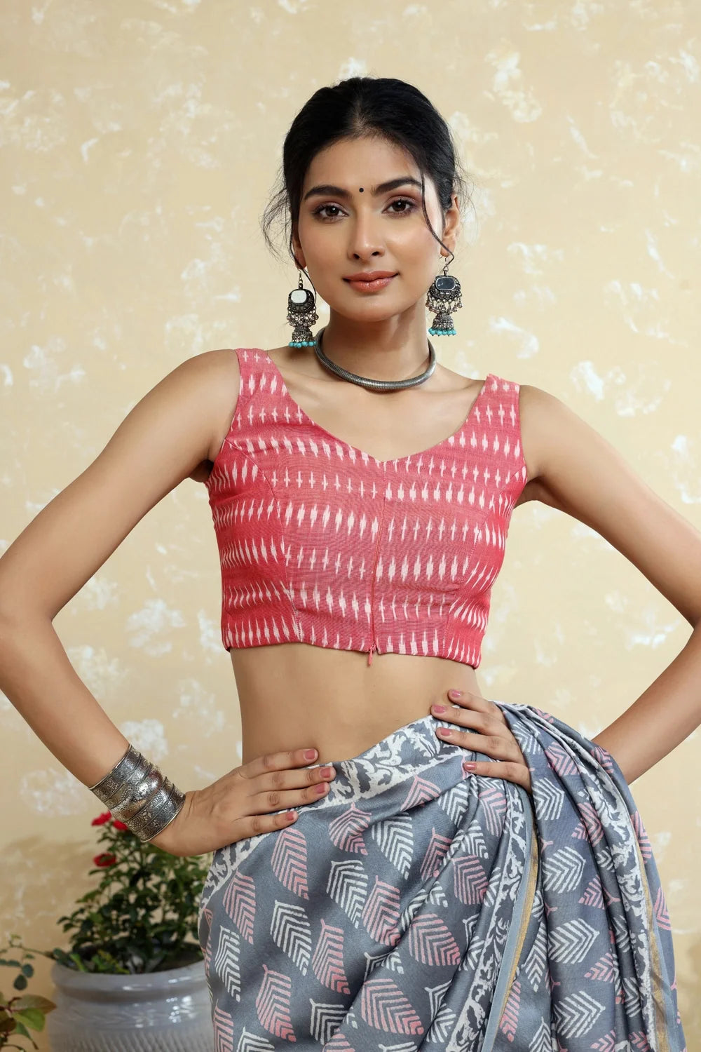 Blush Ikkat Blouse-Sutra Art of Clothing