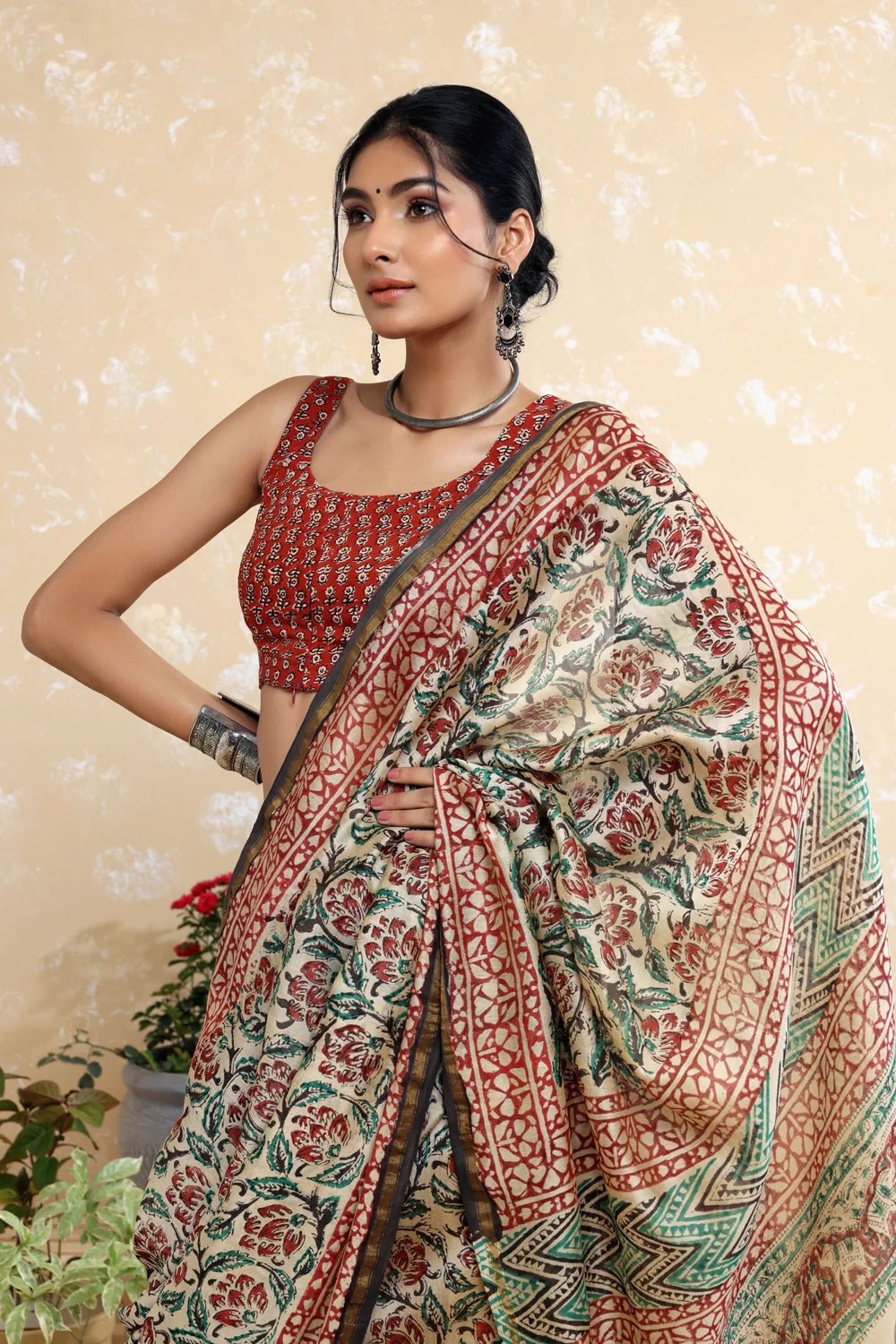 Flora Block Print Blouse-Sutra Art of Clothing