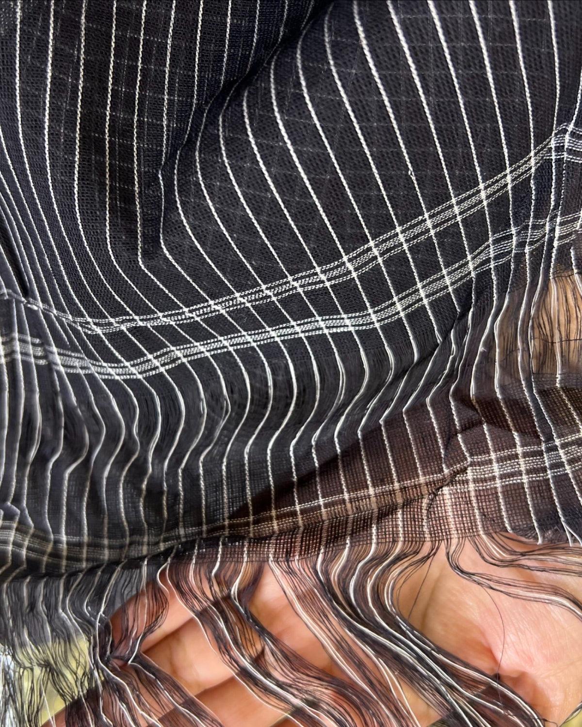 Soft handloom cotton saree in black and white checks by Shopaame