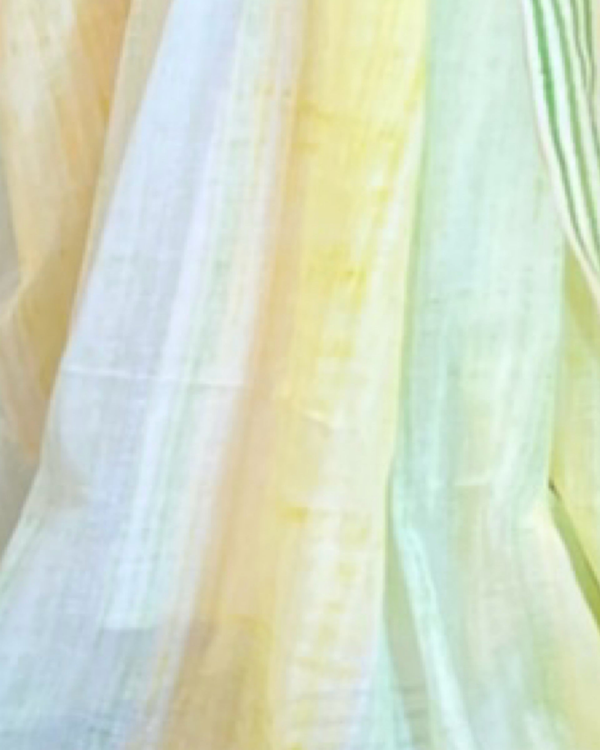 Soft & Comfortable white mulmul saree with handblock print in green and yellow mango aam pattern