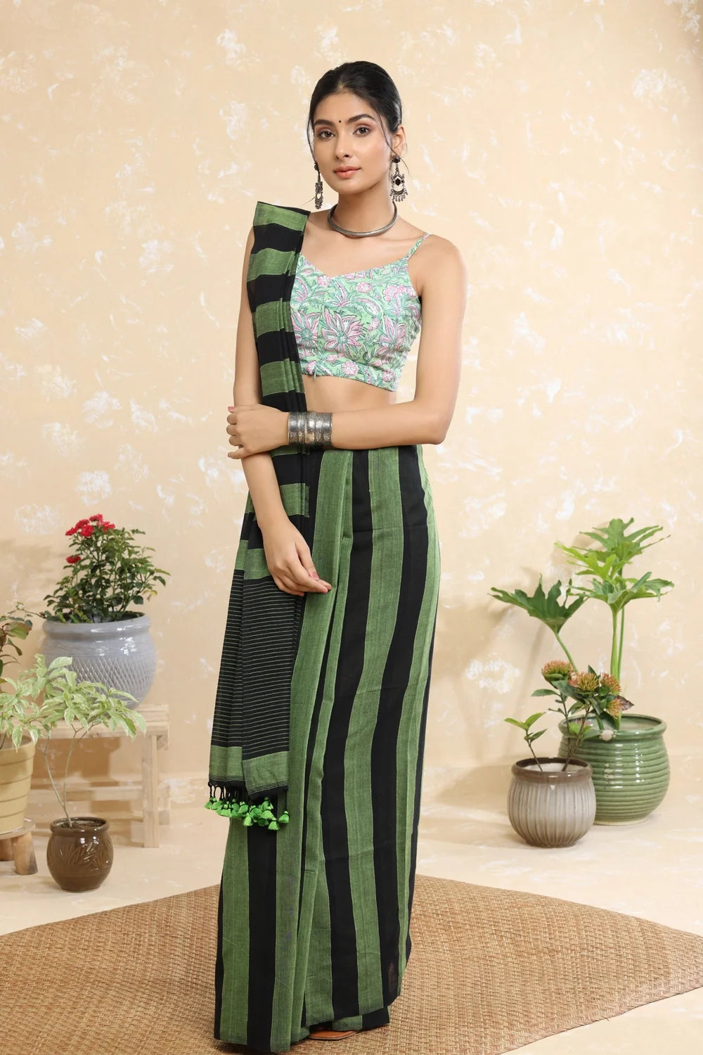 Ivy Block Print Blouse-Sutra Art of Clothing