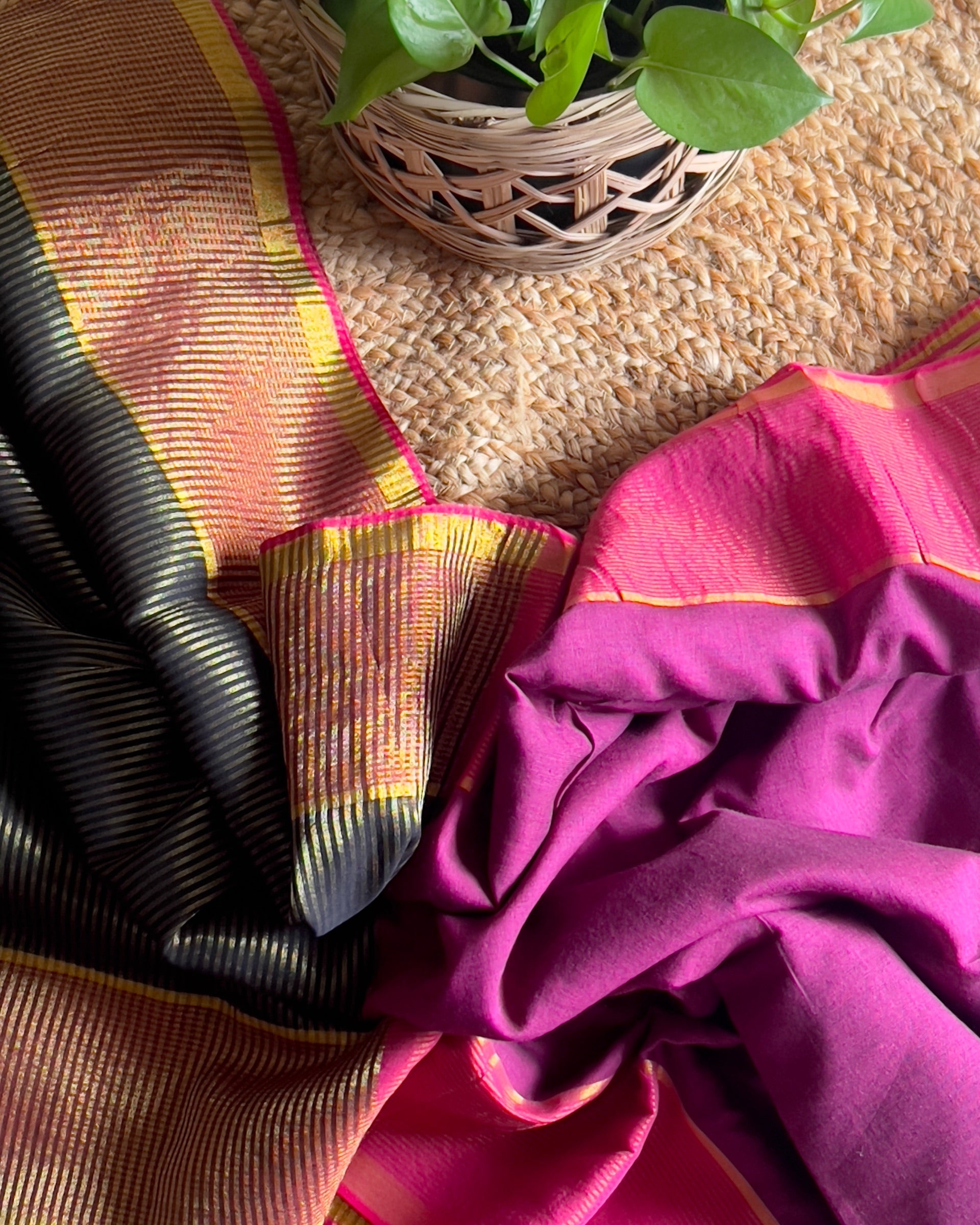 Noor-e-Siyah Black Cotton Handloom Saree by Shop Aame