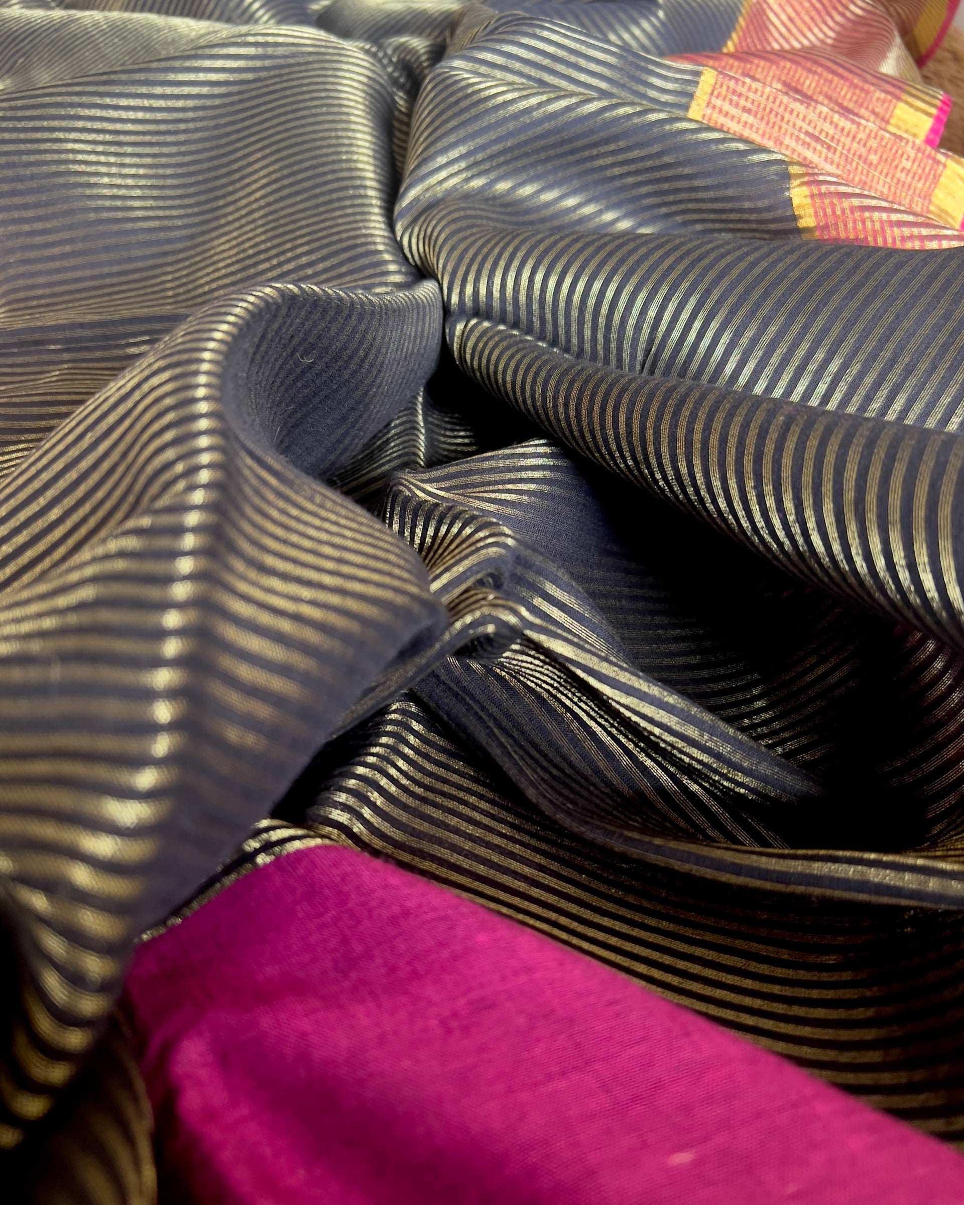 Noor-e-Siyah black handloom saree crafted with soft cotton fabric and ethnic charm