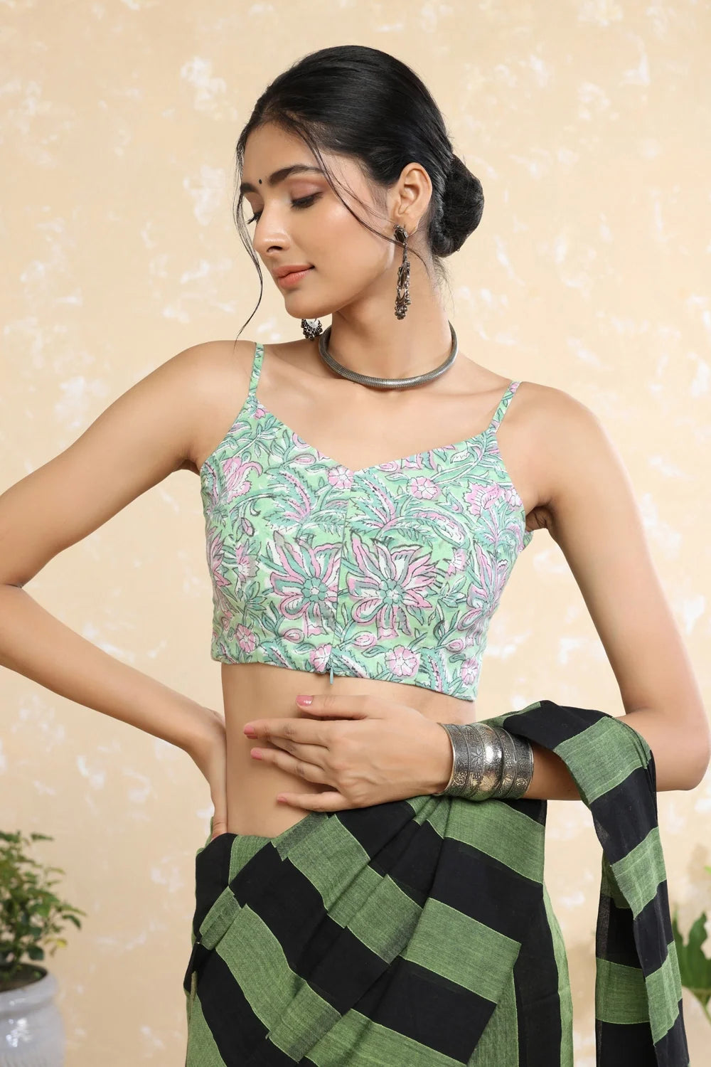 Ivy Block Print Blouse-Sutra Art of Clothing