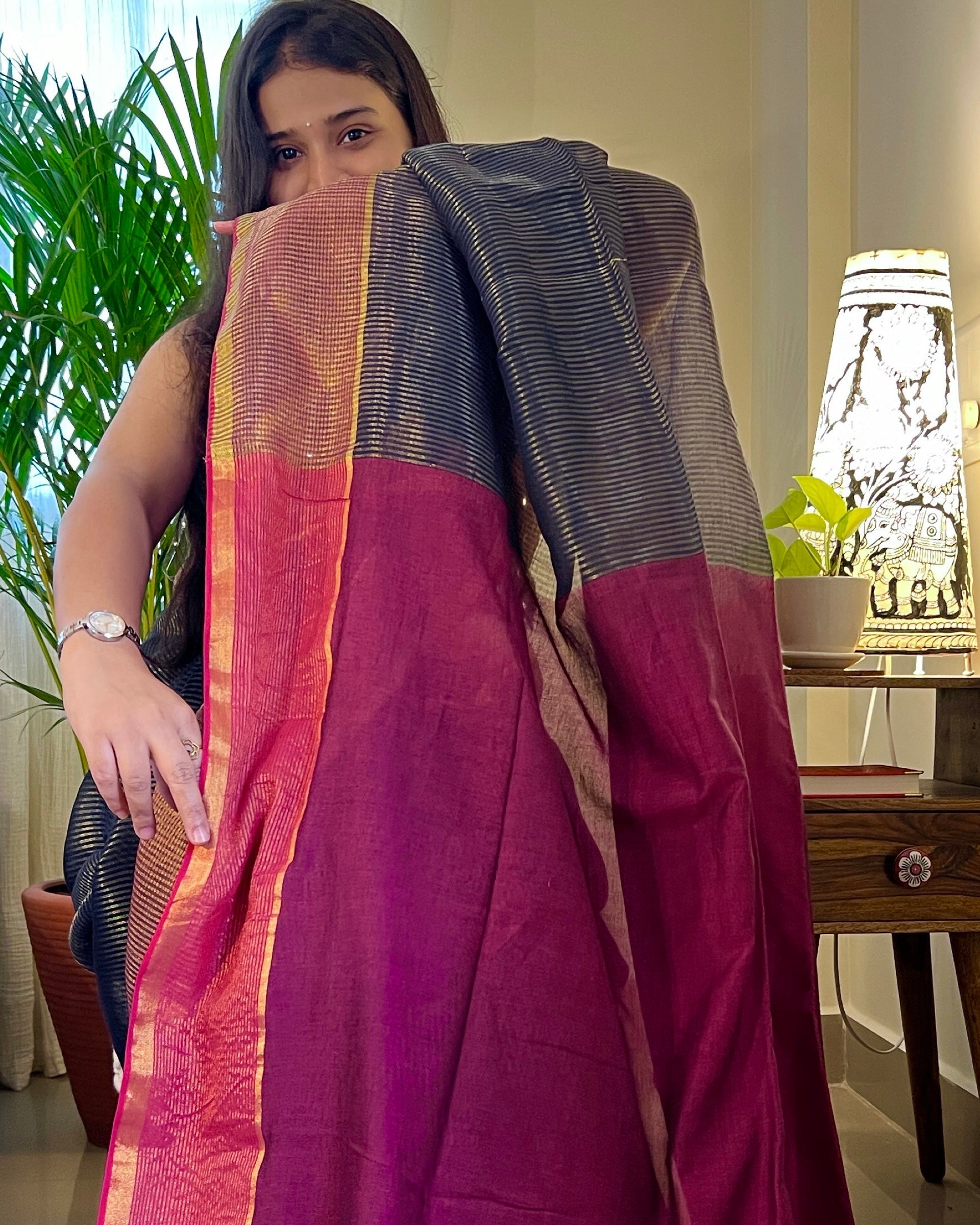 Blue festive handloom saree featuring soft cotton fabric and timeless ethnic appeal