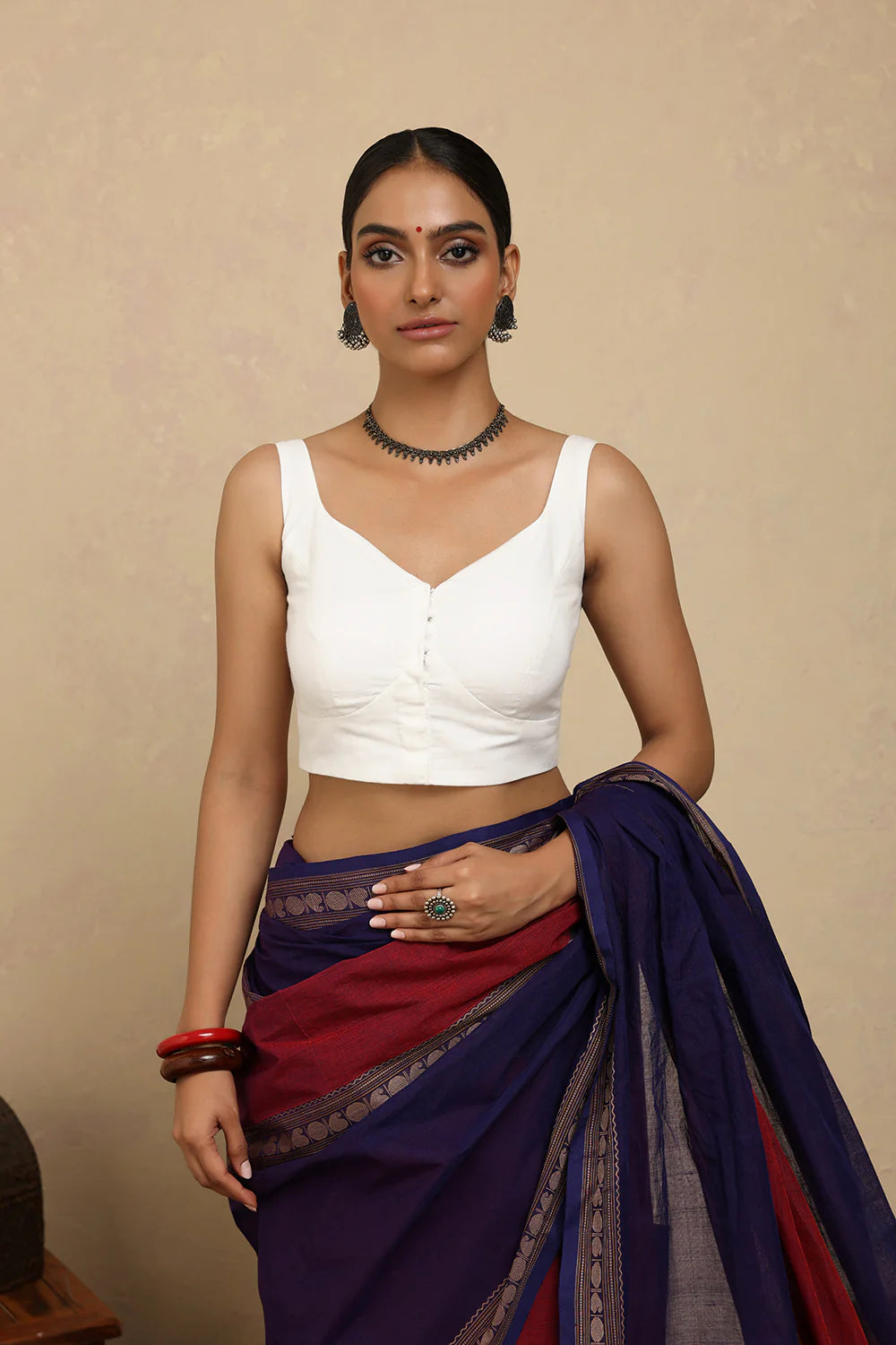 Safed South Cotton Blouse-Sutra Art of Clothing
