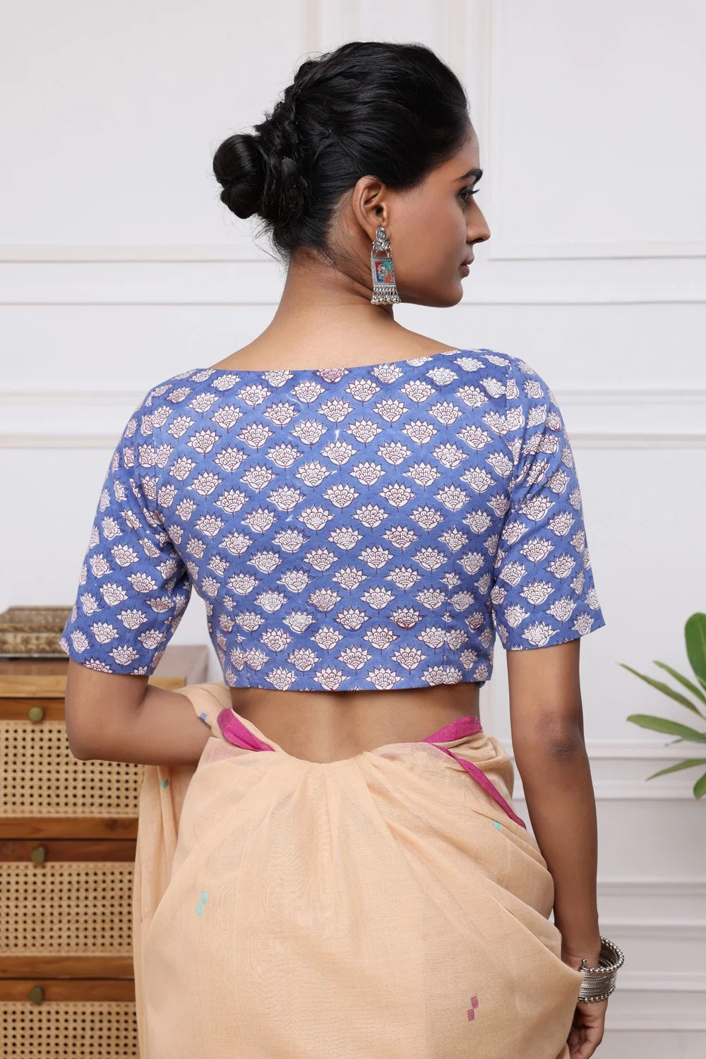 Bloom Block Print Blouse-Sutra Art of Clothing