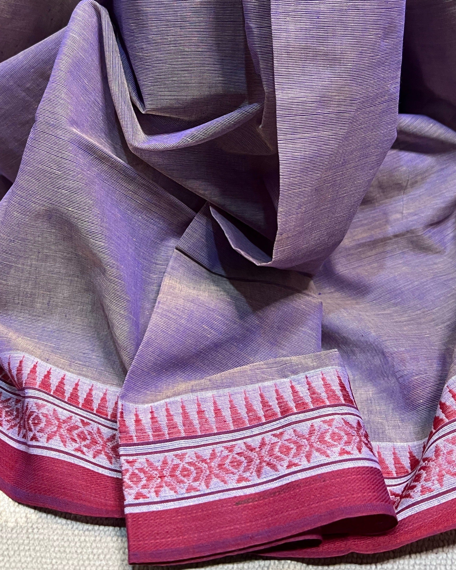 Purple - Red cotton Dhaniakhali handloom saree new collection