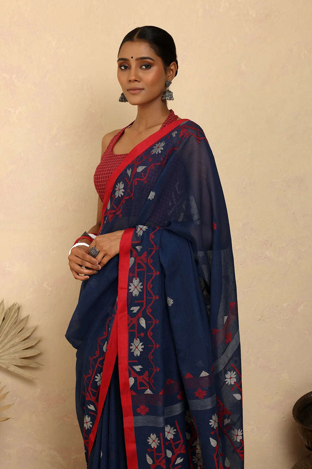 Ragini Check Jamdani Blouse-Sutra Art of Clothing