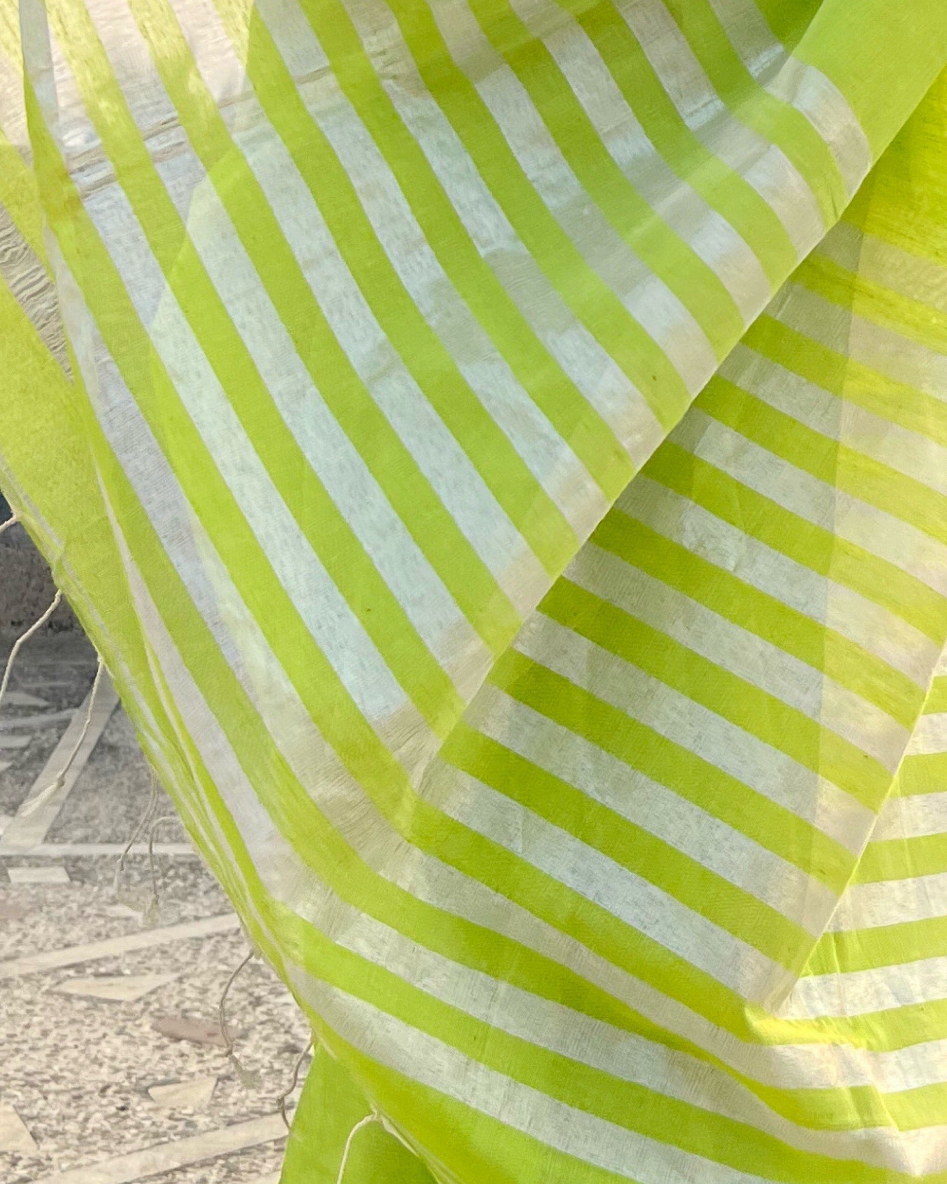 Shop AaMe Lush Green saree in refreshing green khaadi cotton