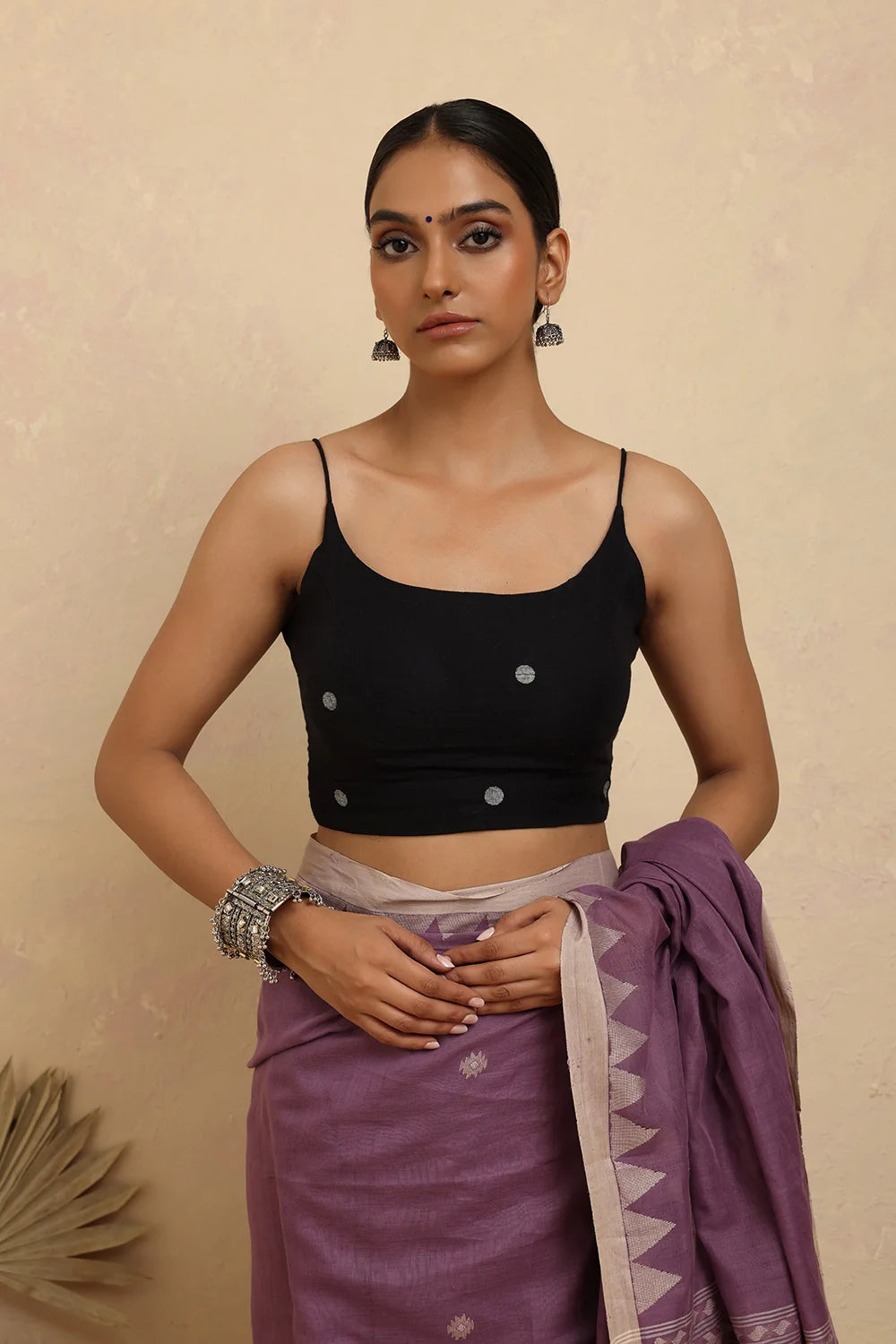 Black Polka Jamdani Blouse-Sutra Art of Clothing