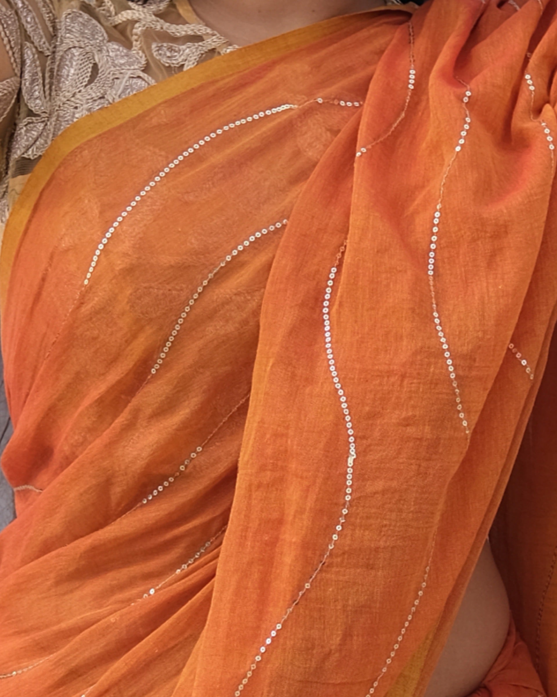 Designer mustard mulmul cotton saree for festive wear and modern wardrobes