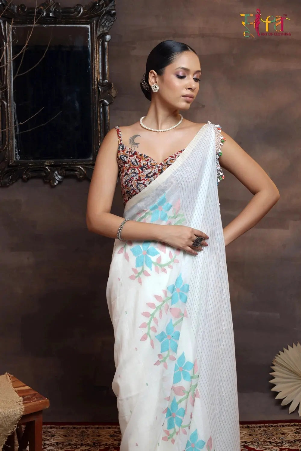 Rangoli Kalamkari Blouse-Sutra Art of Clothing