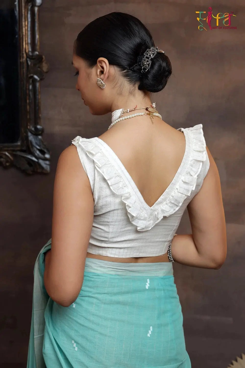 Shringarik-Shwet Blouse-Sutra Art of Clothing