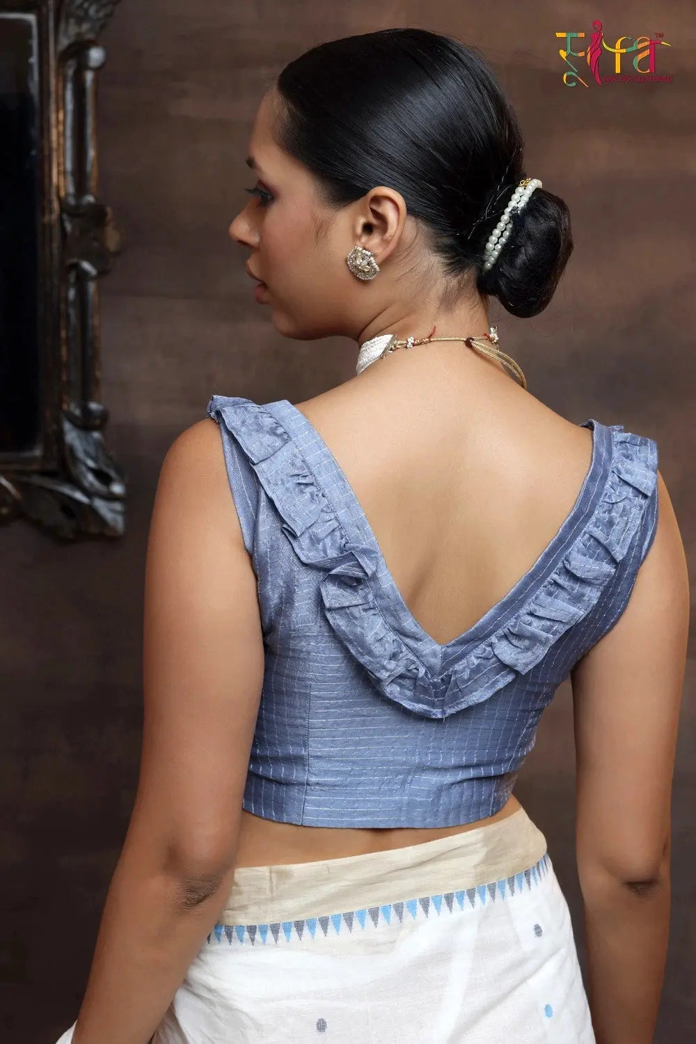 Shringarik-Grey Blouse-Sutra Art of Clothing