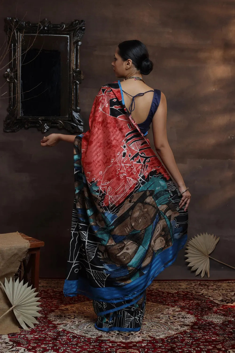 Handloom Berry Red Pure Silk Hand Painted Saree-Sutra Art of Clothing