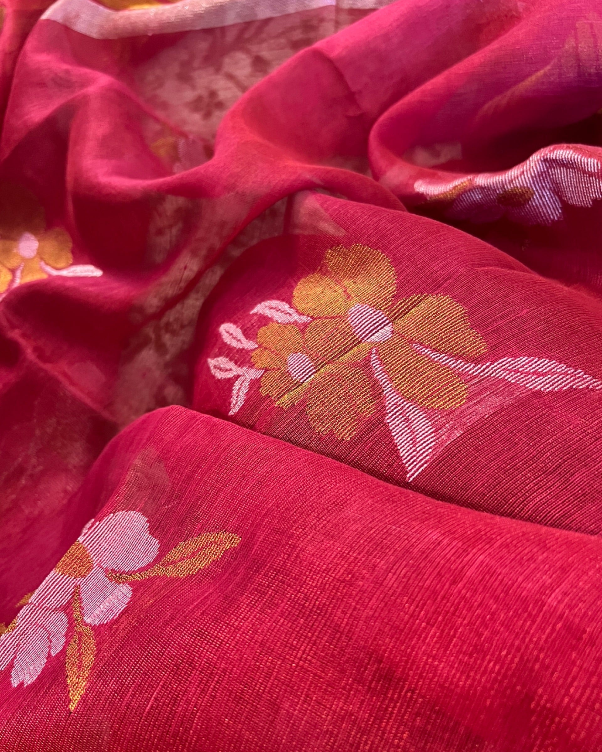 Manmohini Red Golden Designer Tissue Saree by Shop AaMe