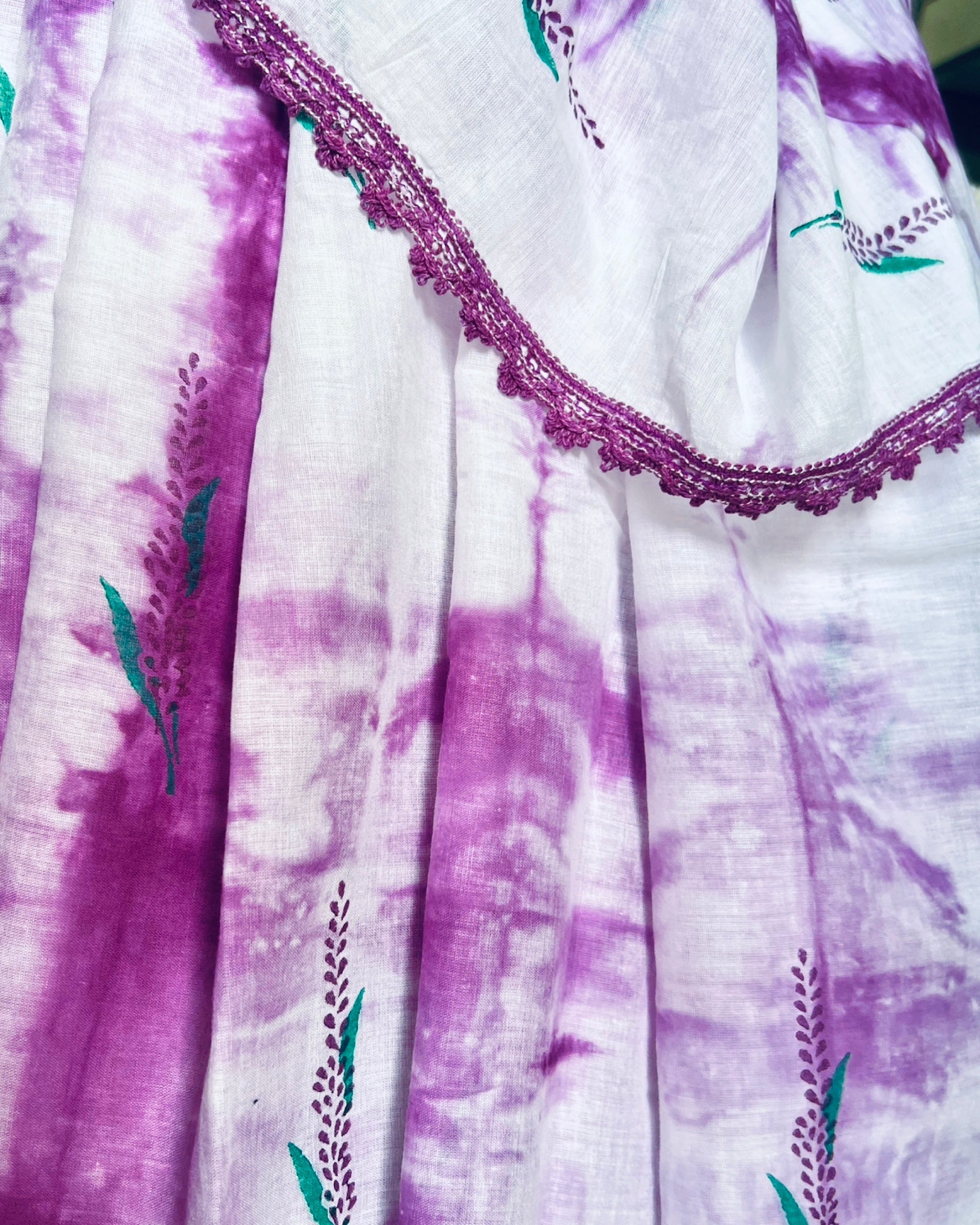 Lavender Mauve Tie and Dye Mulmul cotton Summer Saree by Shopaame named Summer Lavender